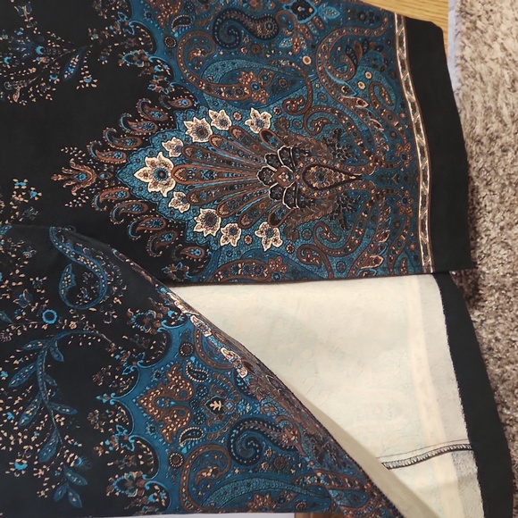 Briggs New York Black and Teal And Brown Paisely Patterned Pencil Skirt - Picture 5 of 7